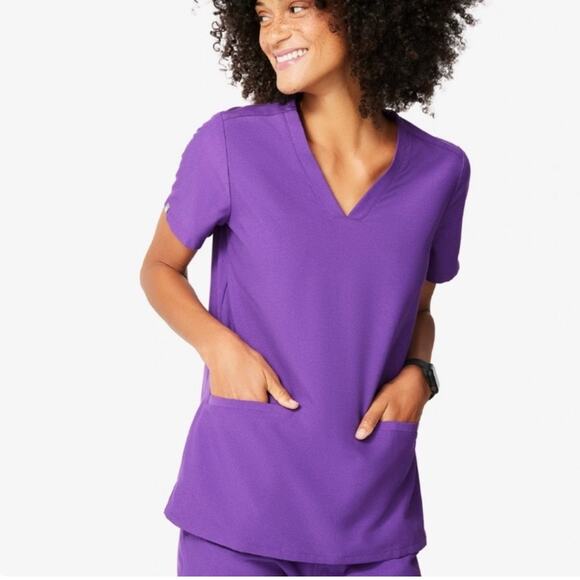 Figs Casma Three Pocket Technical Scrub Top Ultraviolet Purple Womens XS - Picture 1 of 16